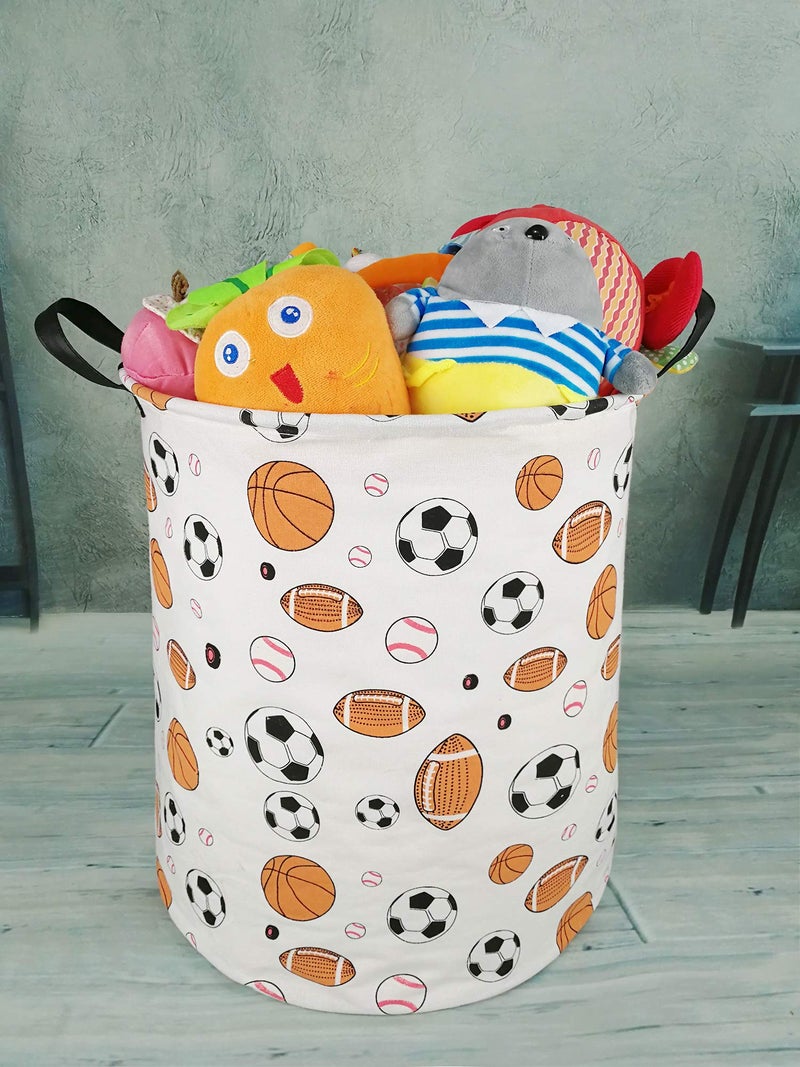 KUNRO Large Sized Round Storage Basket Waterproof Coating Organizer Bin Laundry Hamper for Nursery Clothes Toys (Balls) - Image 5
